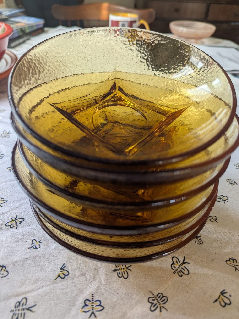 Amber Glass Dessert Bowls - Set of 6